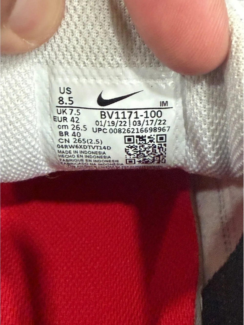 Nike size air